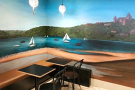 Cafe mural feature wall