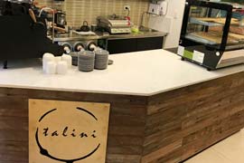 Recycled timber cafe counter
