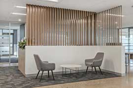 Office vertical timber slat wall